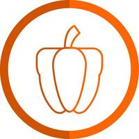 Capsicum Line Orange Circle Icon vector