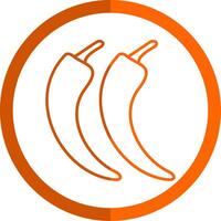 Chilli Line Orange Circle Icon vector