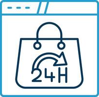 24 Hours Line Blue Two Color Icon vector