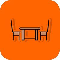 Dining Table Filled Orange background Icon vector