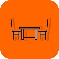 Dining Table Filled Orange background Icon vector