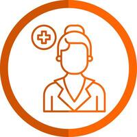 Nurse Line Orange Circle Icon vector