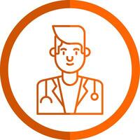 Male Doctor Line Orange Circle Icon vector