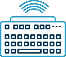 Wireless Keyboard Line Blue Two Color Icon vector