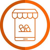 Online Pharmacy Line Orange Circle Icon vector