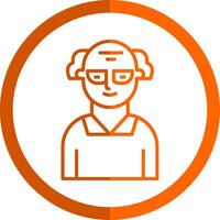 Scientist Line Orange Circle Icon vector