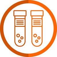 Test Tube Line Orange Circle Icon vector