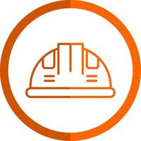 Helmet Line Orange Circle Icon vector