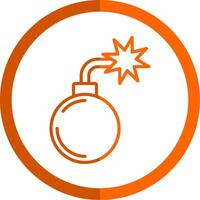 Bomb Line Orange Circle Icon vector