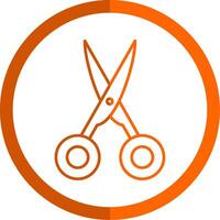 Scissors Line Orange Circle Icon vector