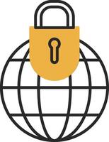 Global Security Skined Filled Icon vector