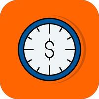 hora es dinero lleno naranja antecedentes icono vector