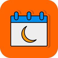 Luna calendario lleno naranja antecedentes icono vector