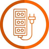 Extension Cord Line Orange Circle Icon vector