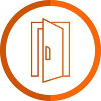 Door Line Orange Circle Icon vector