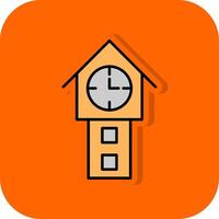 torre reloj lleno naranja antecedentes icono vector