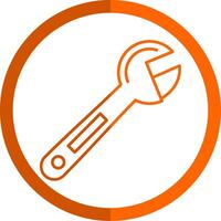 Adjustable Wrench Line Orange Circle Icon vector