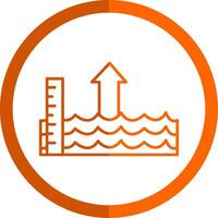 Sea Level Rise Line Orange Circle Icon vector