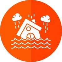 Flood Glyph Red Circle Icon vector