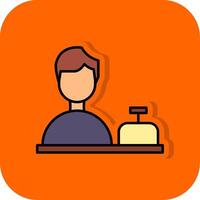 Shop Assistant Filled Orange background Icon vector