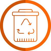 reciclaje línea naranja circulo icono vector