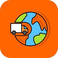 International Shipping Filled Orange background Icon vector