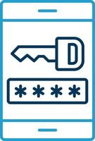 Password Line Blue Two Color Icon vector