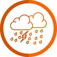 Extreme Weather Line Orange Circle Icon vector