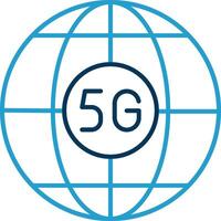 Global Line Blue Two Color Icon vector