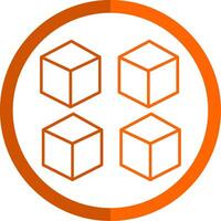 Cube Line Orange Circle Icon vector