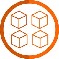 Cube Line Orange Circle Icon vector