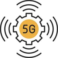 5g desollado lleno icono vector