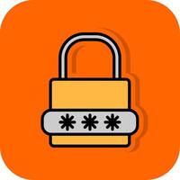 Lock Filled Orange background Icon vector