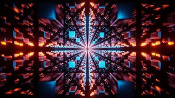 Cyan and Orange Abstract Cubic Dimension Background VJ Loop with Rotation video