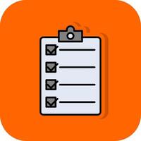 Lista de Verificación lleno naranja antecedentes icono vector