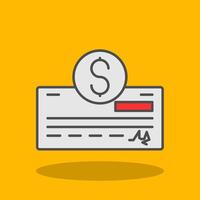 pagar cheque lleno sombra icono vector