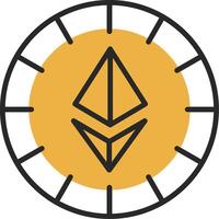 Ethereum Coins Skined Filled Icon vector