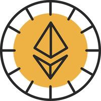 Ethereum Coins Skined Filled Icon vector