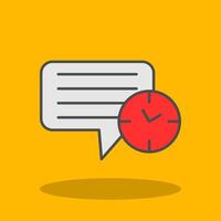 Message Clock Filled Shadow Icon vector