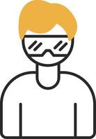 virtual lentes desollado lleno icono vector