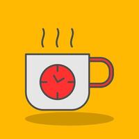 café hora lleno sombra icono vector