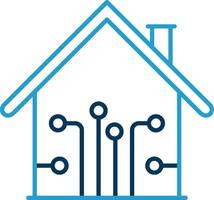 inteligente hogar línea azul dos color icono vector