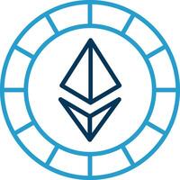 Ethereum Coins Line Blue Two Color Icon vector