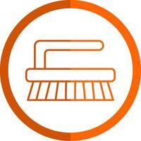 Cleaning Brush Line Orange Circle Icon vector