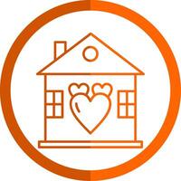 dulce hogar línea naranja circulo icono vector