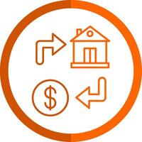 Property Exchange Line Orange Circle Icon vector