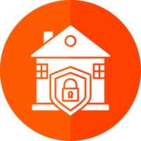 House Protection Glyph Red Circle Icon vector