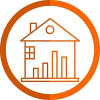 Real Estate Stats Line Orange Circle Icon vector