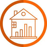 Real Estate Stats Line Orange Circle Icon vector