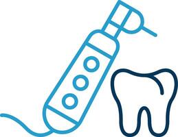 Dental Drill Line Blue Two Color Icon vector